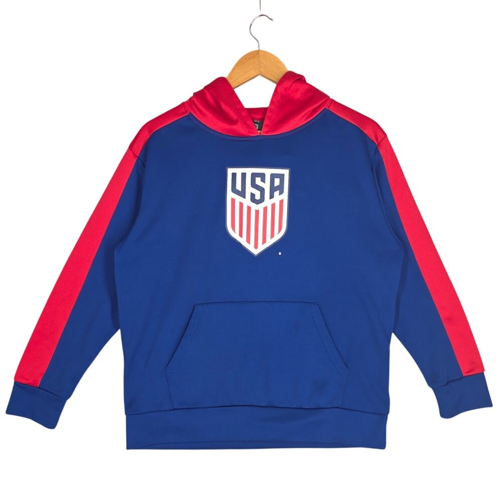 USA SHIELD SOCCER FUTBOL FEDERATION HOODIE – YOUTH XL – BLUE/RED – ATHLETIC FIT